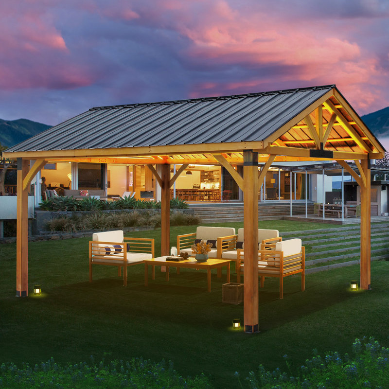 U-MAX 14.5 Ft. W X 11 Ft. D Solid Wood Patio Gazebo U-MAX 14.5 Ft. W X 11 Ft. D Solid Wood Patio Gazebo